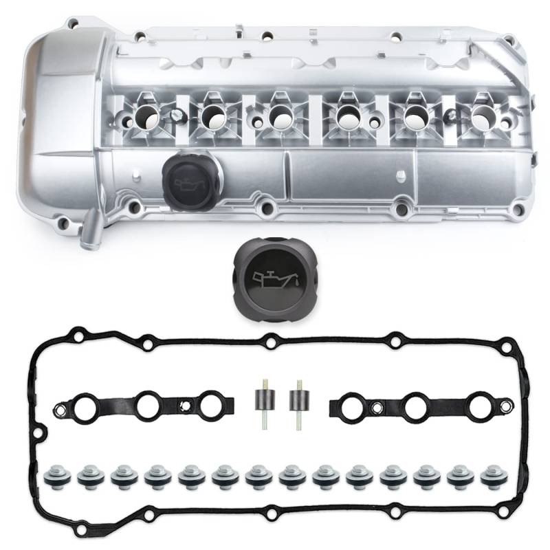 MITZONE Upgrade Aluminium Ventildeckel-Set, kompatibel mit BMW X5 X3 530i 525i 325i 325ci 325xi 330i 330xi 330ci z4 ersetzt 11127512839 von MITZONE