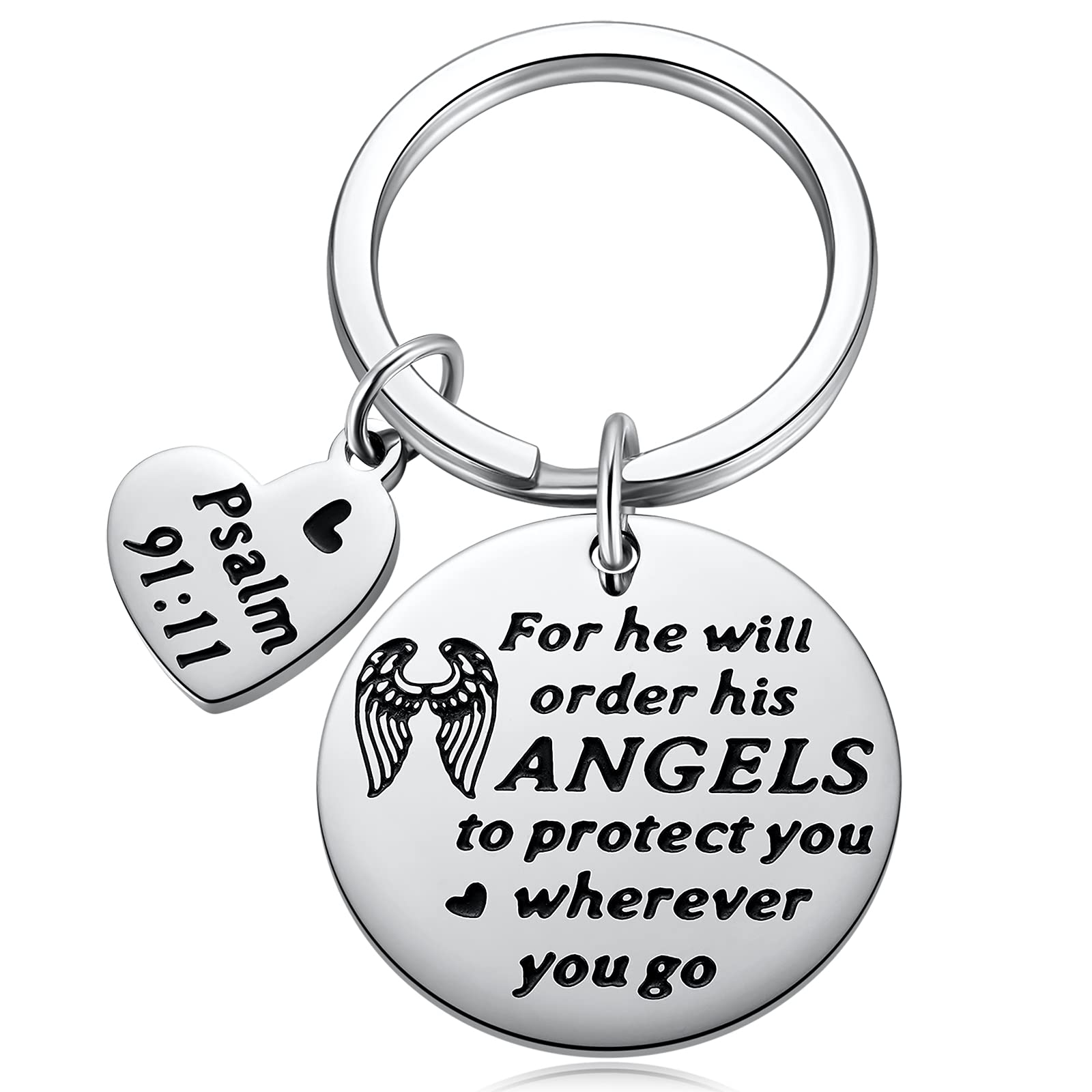 MIXJOY Bibelvers Psalms 91:11 Scripture Keychain Christian Prayer Gods Grace Keyring Blessing Religious Faith Gifts - He Will Order His Angels to Protect You Wherever You Go, silber MIXJOY Bibelvers Psalms 91:11 Scripture Keychain Christian Prayer Gods Grace Keyring Blessing Religious Faith Gifts - He Will Order His Angels to Protect You Wherever You Go, silber von MIXJOY