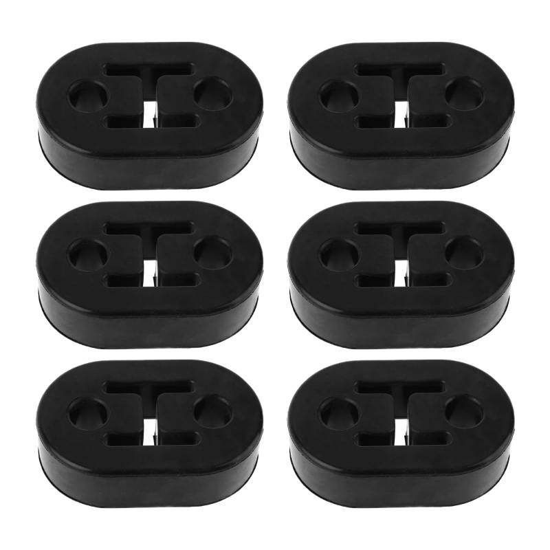 MIYUANGKJ 6 Stücke Auto Auspuff Aufhänger Auto Auspuffhalter Auto Gummi Auspuff Universal Auto Gummi Auspuff Halterung für alle Fahrzeuge geeignet 2 Löcher 12mm Schwarz von MIYUANGKJ