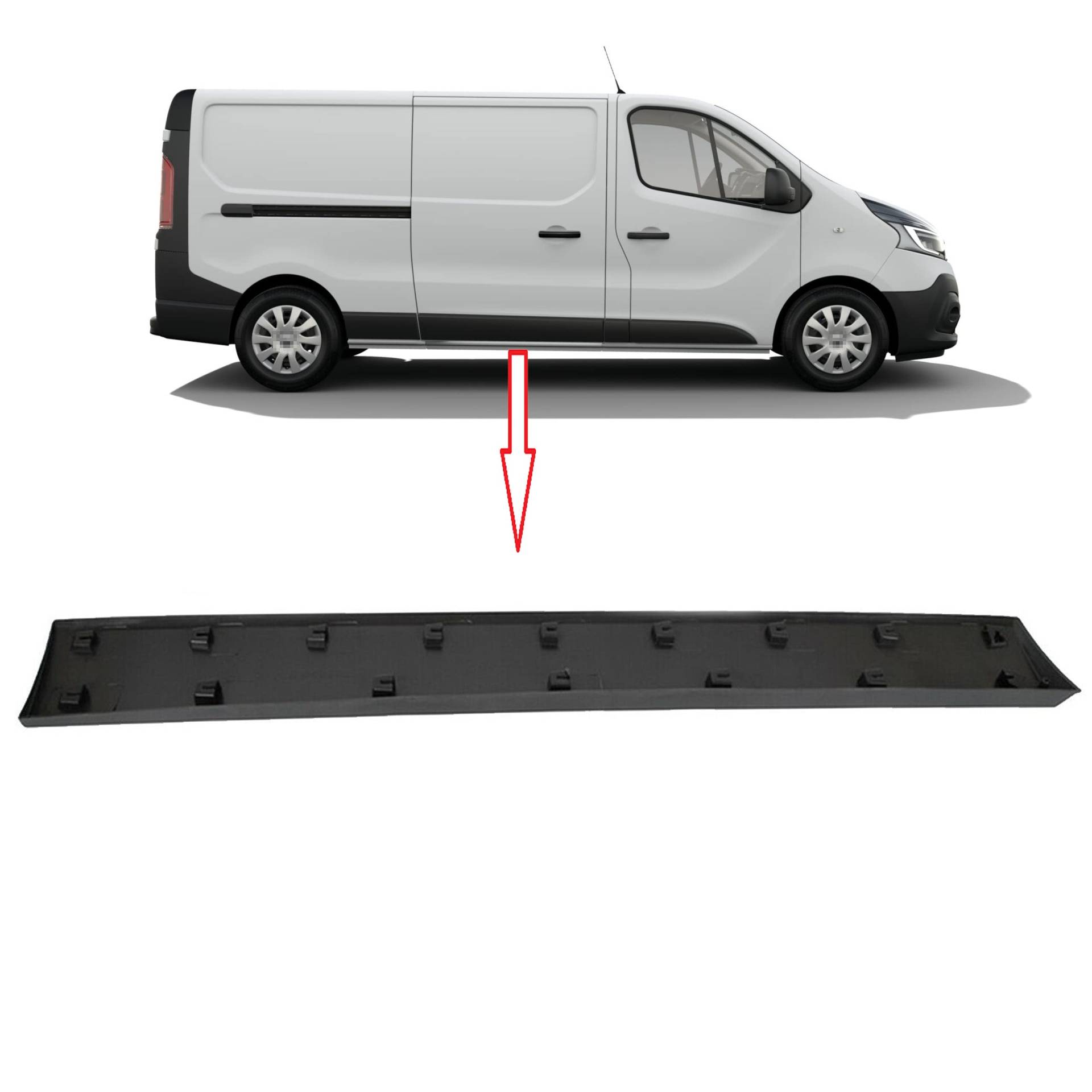 MKAREPART Rechte Seite Zierleiste Lange Verkleidung Schutzplatte Kompatibel mit Trafic MK3 Vivaro B Talento 828208208R (Rechts lang) von MKAREPART