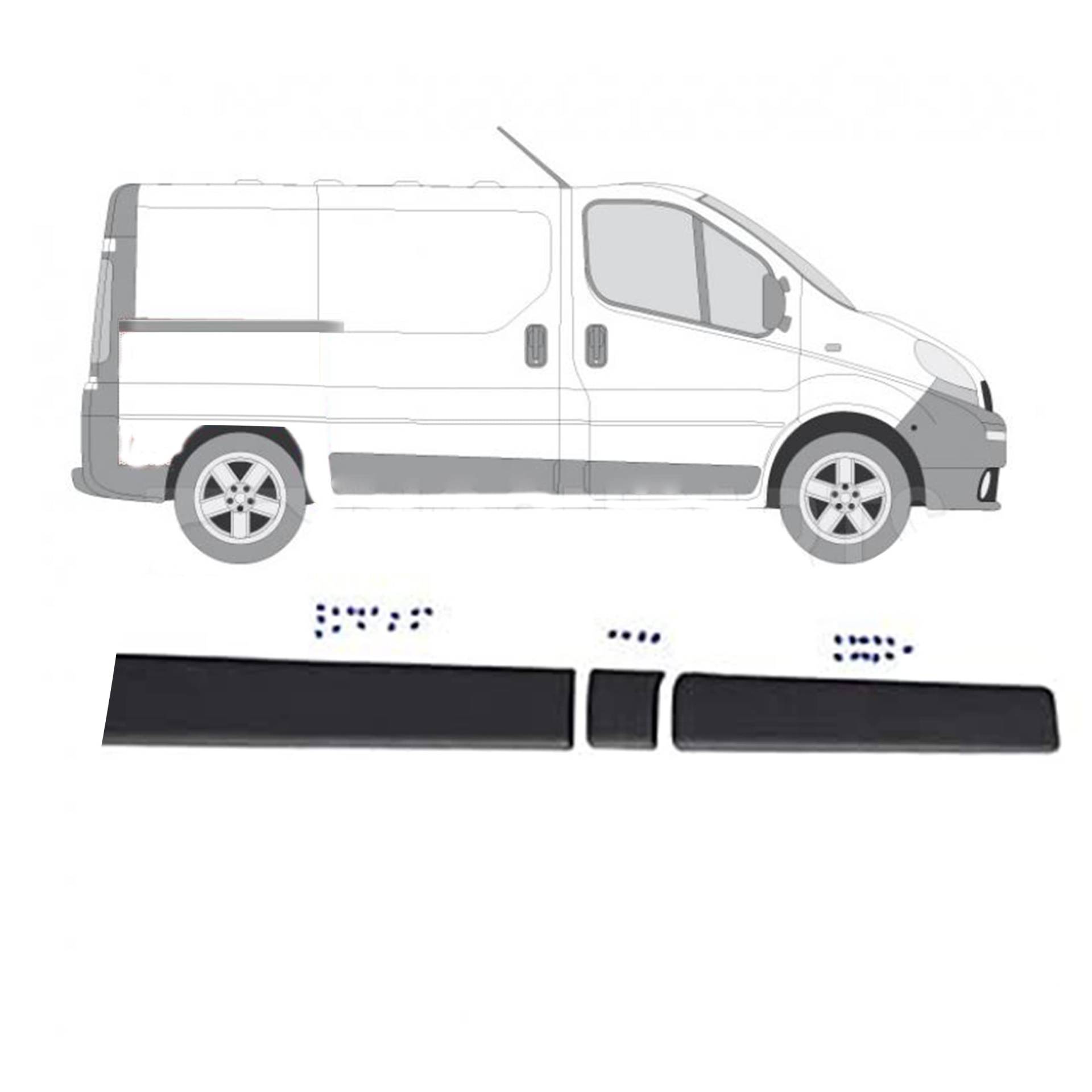MKAREPART Seitentür Komplettleiste Zierleisten Set Rechts für SWB kompatibel mit Vivaro Trafic MK2 Primaster 2001-2014 (Rechtssatz SWB) von MKAREPART