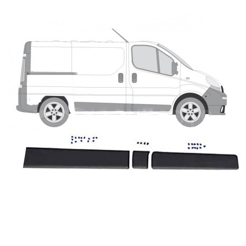 MKAREPART Seitentür Komplettleiste Zierleisten Set Rechts für SWB kompatibel mit Vivaro Trafic MK2 Primaster 2001-2014 (Rechtssatz SWB) von MKAREPART