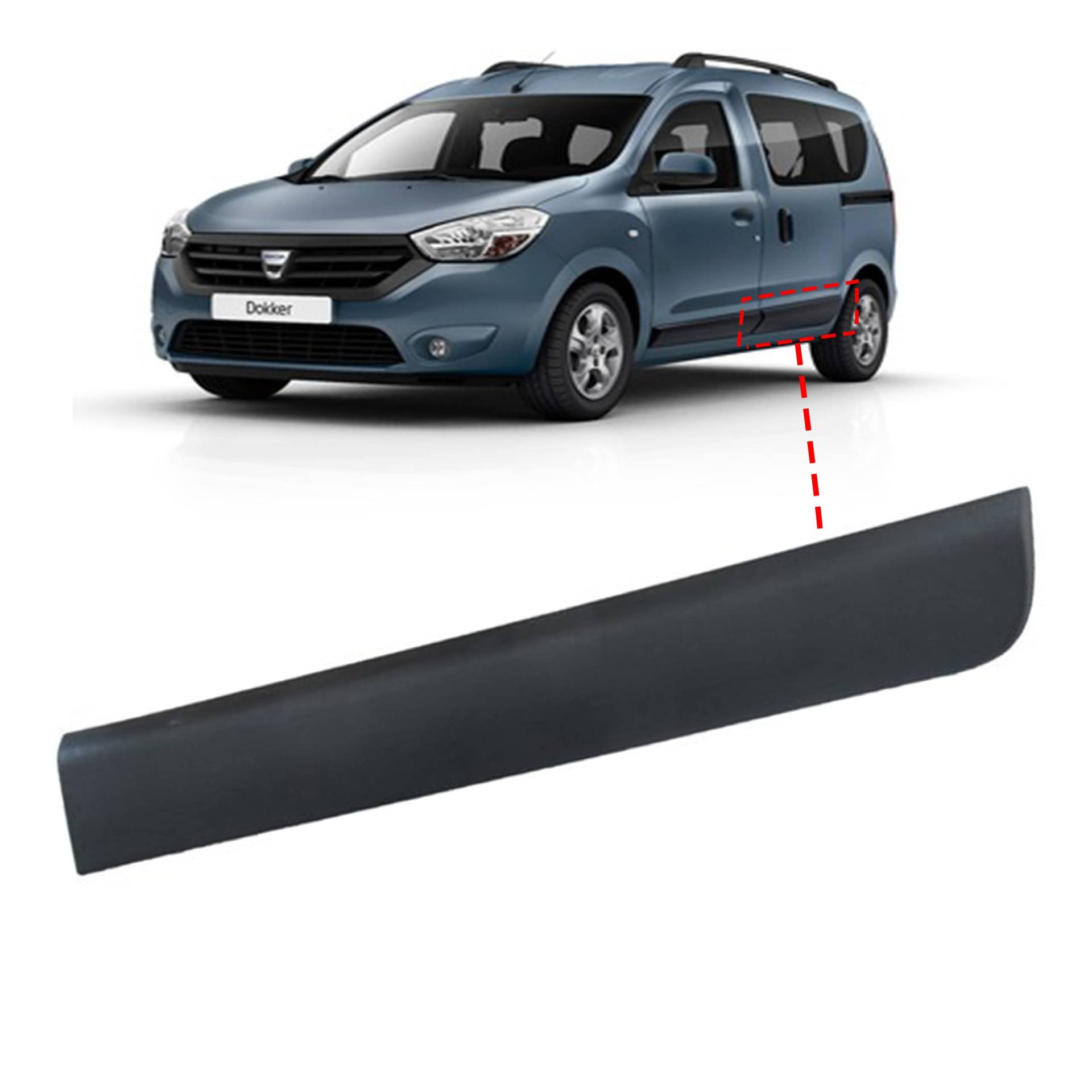 MKAREPART Zierleiste Außenverkleidung Spoiler Hinten Links Kompatibel mit Dacia Dokker 2012- 828773692R, 828775691R (Hinten Links) von MKAREPART