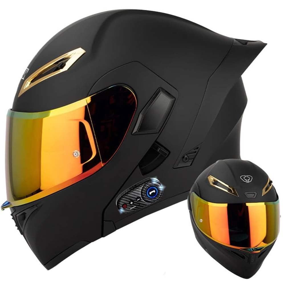 Bluetooth Modular Motorrad Helm Flip Up Front Helme Dual Visors Integrierter Integrierter Helm Für Erwachsene Männer Frauen 55-64CM ECE Genehmigt von MKDSUH