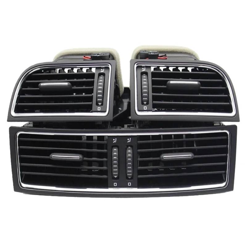 MKKDYC Lüftungsdüse Klimaanlage Kompatibel Mit Skoda Für Superb 2 Für 3T Für B6 2008 2009–2014 Zentrale AC-Auslass-Entlüftungsverkleidung Armaturenbrett OEM: 3T0820951 3T0819701 3T0819702(3PCS) von MKKDYC