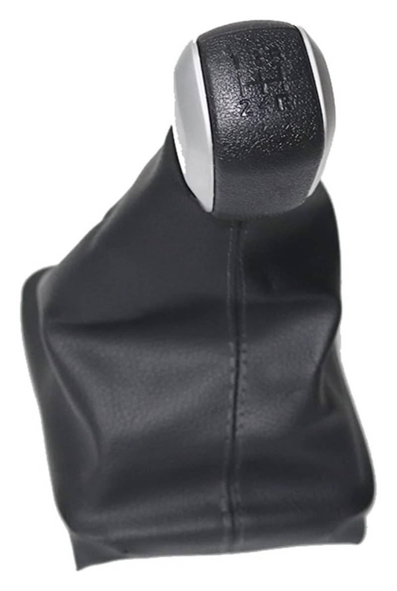 Für P&eugeot 206 406 5-Gang-Auto-Schaltknauf Chrom-Leder-Auto-Schaltknauf-Hebel Gaitor Boot-Abdeckung Schalthebel Hebel(5 Speed 2) von MKKHUYLBCM