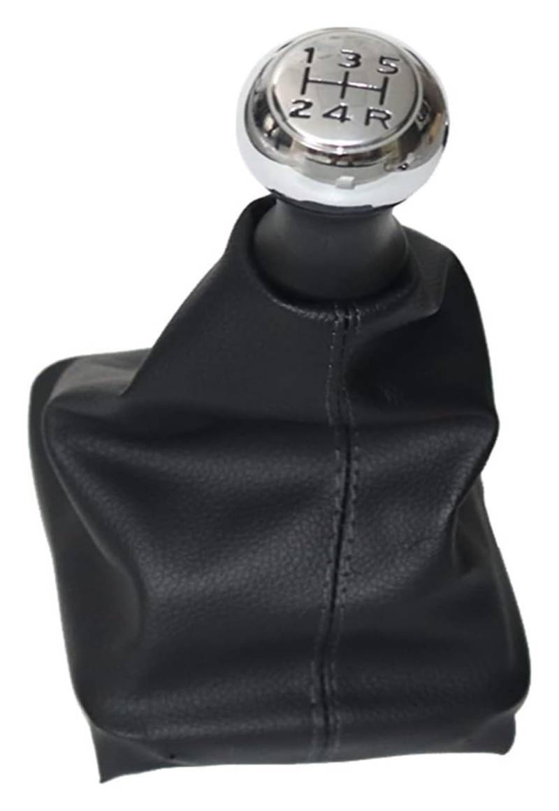 Für P&eugeot 206 406 5-Gang-Auto-Schaltknauf Chrom-Leder-Auto-Schaltknauf-Hebel Gaitor Boot-Abdeckung Schalthebel Hebel(Chrom) von MKKHUYLBCM