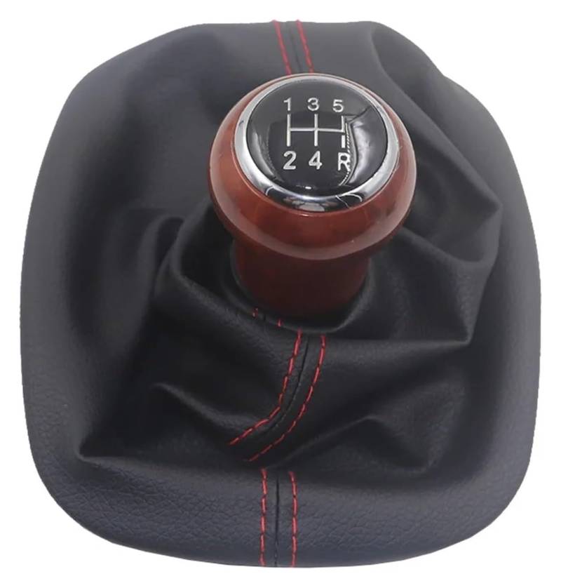 Für VW Für p&assat B5 B5.5 FL 3B B5 3B2 3B5 Auto Schalthebel Leder Hebel Shifter Griff Stick Shifter Handball Schalthebel Hebel(5 Speed Red Line) von MKKHUYLBCM