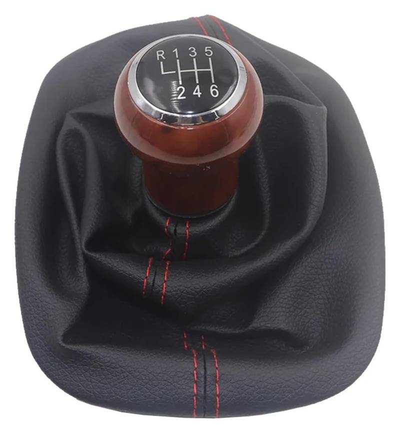 Für VW Für p&assat B5 B5.5 FL 3B B5 3B2 3B5 Auto Schalthebel Leder Hebel Shifter Griff Stick Shifter Handball Schalthebel Hebel(6 Speed Red Line) von MKKHUYLBCM