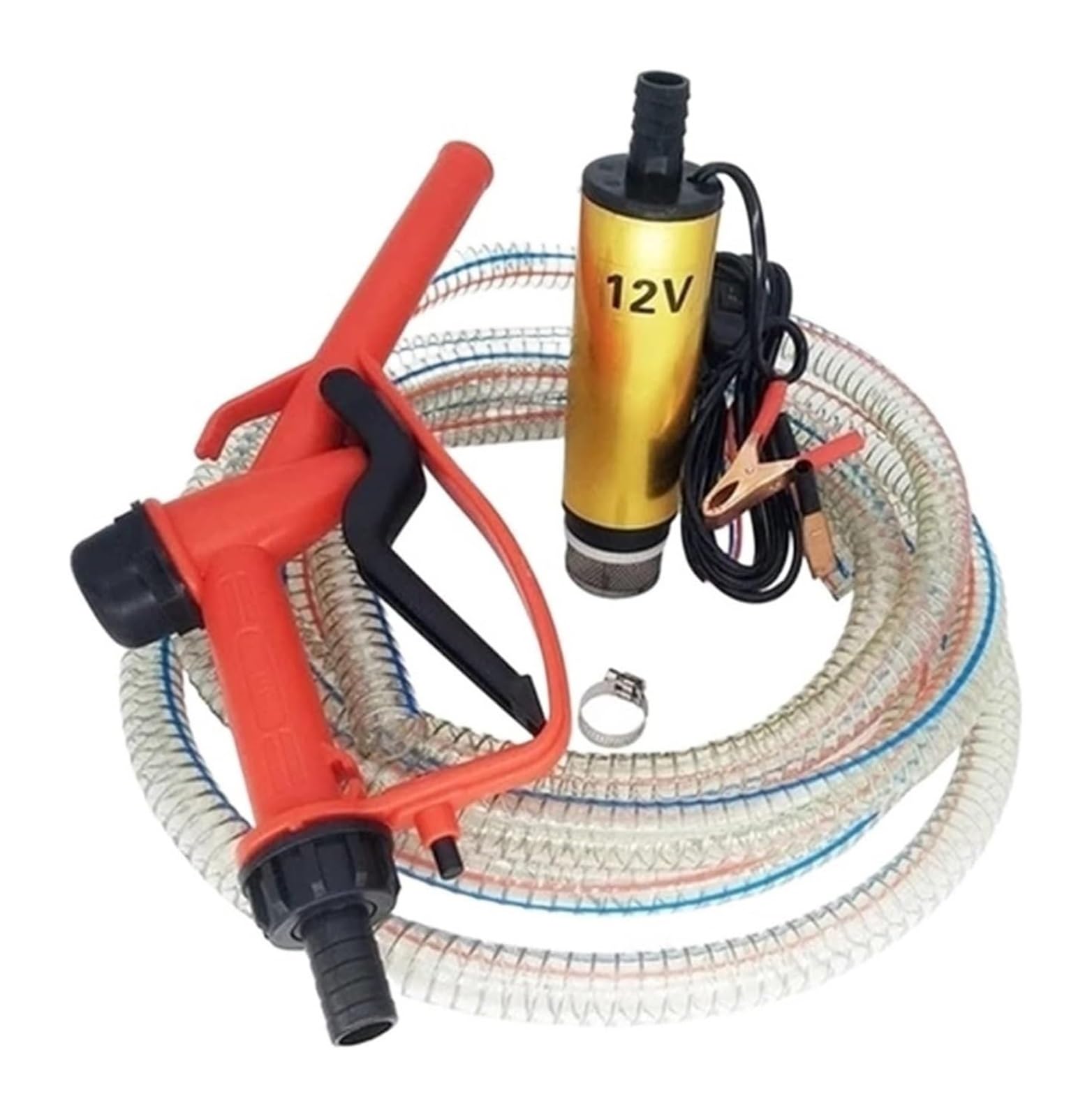 Kraftstoffpumpe Ersatzteil Ölpumpen-Betankungspistolen-Kombinationsset Elektrische Tauchpumpe 5 Meter Stahlschlauch Tauchkraftstoffpumpe DC 12 V/24 V(24V) von MKKHUYLBCM