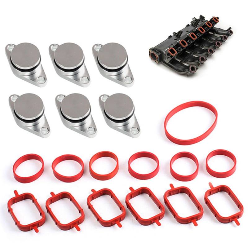 Dichtung für Ansaugkrümmer, MKVAXR 1 Satz 33 mm Aluminium-Reparatursatz for Entfernen der Ölwirbelklappenrohlinge for die Automotoransaugung mit Krümmerdichtungen, for, E60/E90/E91(Silver) von MKVAXR
