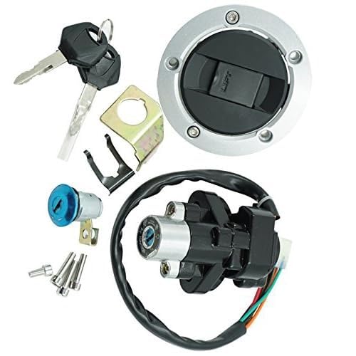 MKVAXR 1 Satz Motorrad-Zündschalter + Tankdeckel + Sitzschloss + 2 Schlüssel for GSXR600 GSXR750 GSXR 600 750 2004-2005 SV1000S Motorrad-Zündschalter-Schloss-Kit Motorrad-Zündschalter von MKVAXR