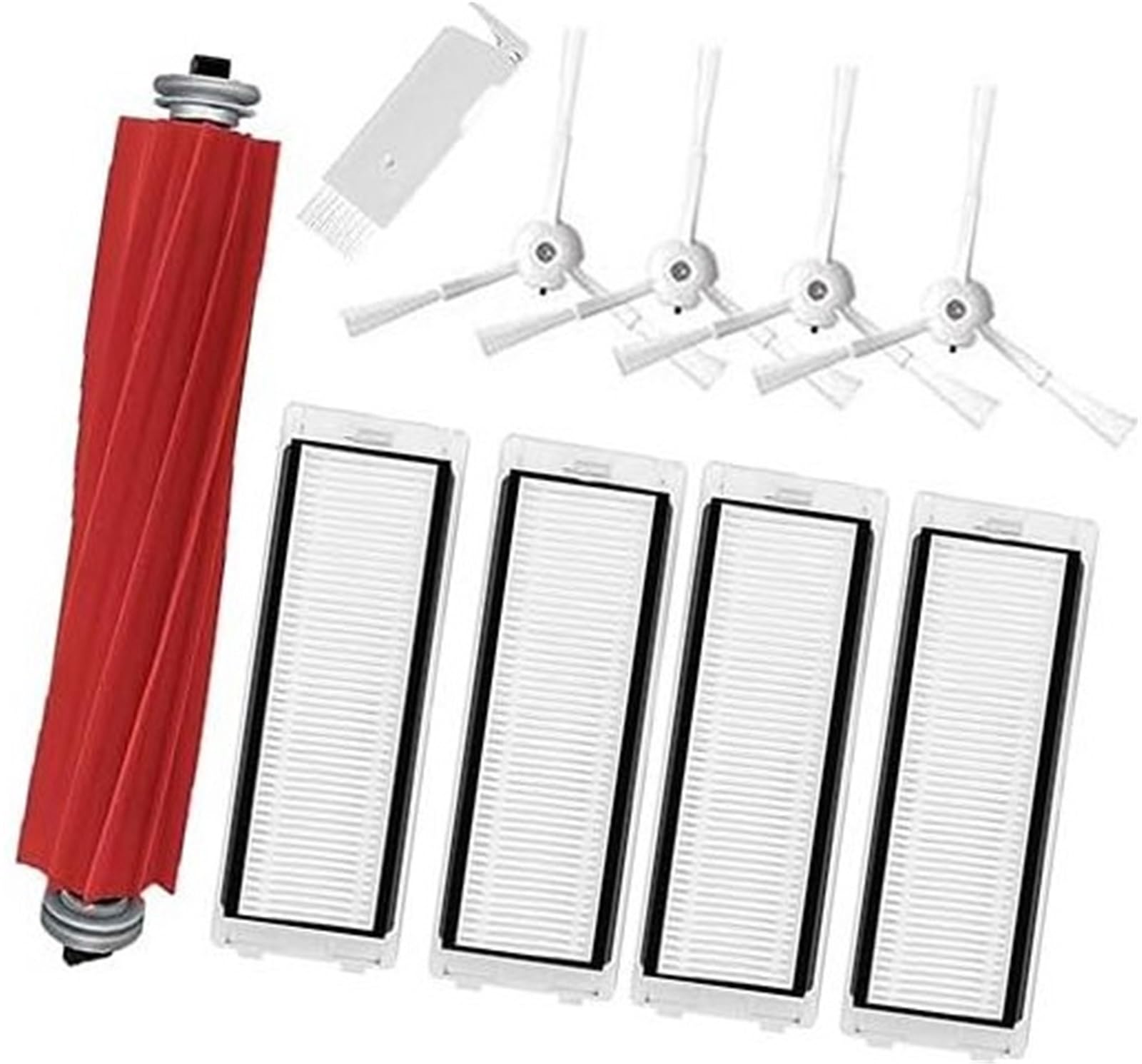MKVAXR 10-teiliges Staubsauger-Ersatzteil for Roborock P10, for Roborock Q Revo Roboterstaubsauger, 1 Hauptbürste, 4 Seitenbürsten, 4 Filter, 1 Reinigungsbürste (schwarz) Roboterstaubsauger-Ersatzkit( von MKVAXR