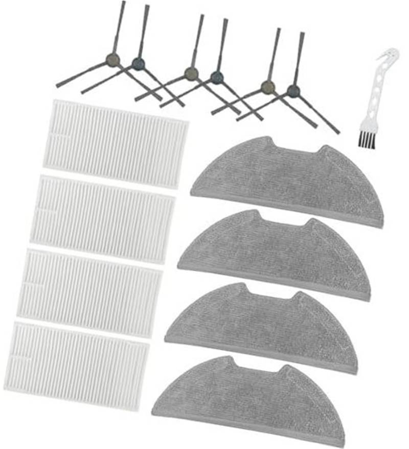 MKVAXR 15-teilige Ersatzteile for Eureka E20 Plus Roboterstaubsauger. Zubehör-Kits enthalten 4 HEPA-Filter, 4 Wischtücher, 6 Seitenbürsten und 1 Reinigungswerkzeug. Roboterstaubsauger-Ersatzkit von MKVAXR