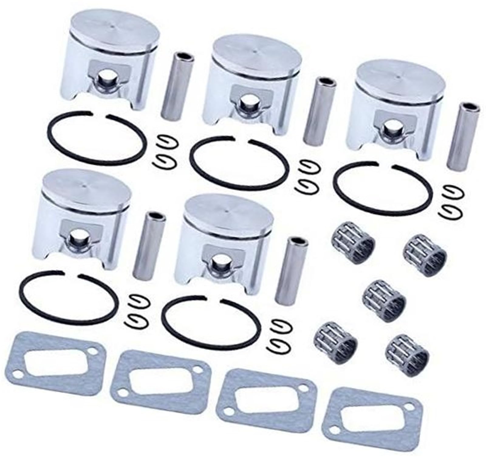 MKVAXR 5 x Kolben 42 mm Stiftringlager, for Husqvarna, 340 345 350 346 XP, for JONSERED, 2141 2145 2150 Kettensägen-Schalldämpferdichtung 503907371 Gartenkolbenring von MKVAXR