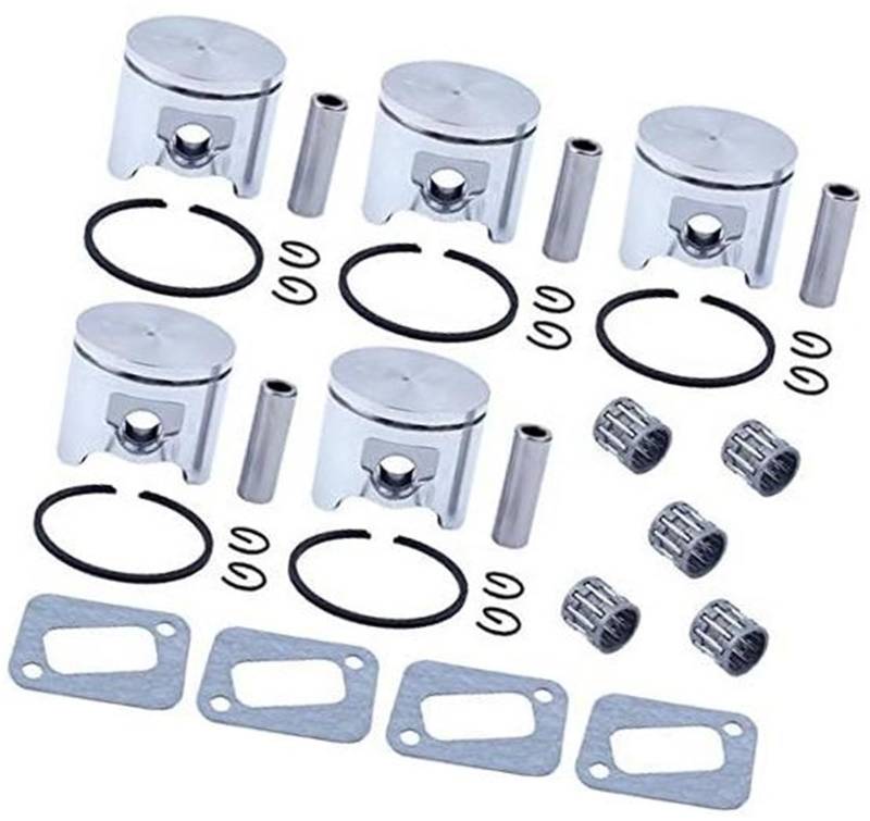 MKVAXR 5 x Kolben 42 mm Stiftringlager, for Husqvarna, 340 345 350 346 XP, for JONSERED, 2141 2145 2150 Kettensägen-Schalldämpferdichtung 503907371 Gartenkolbenring von MKVAXR