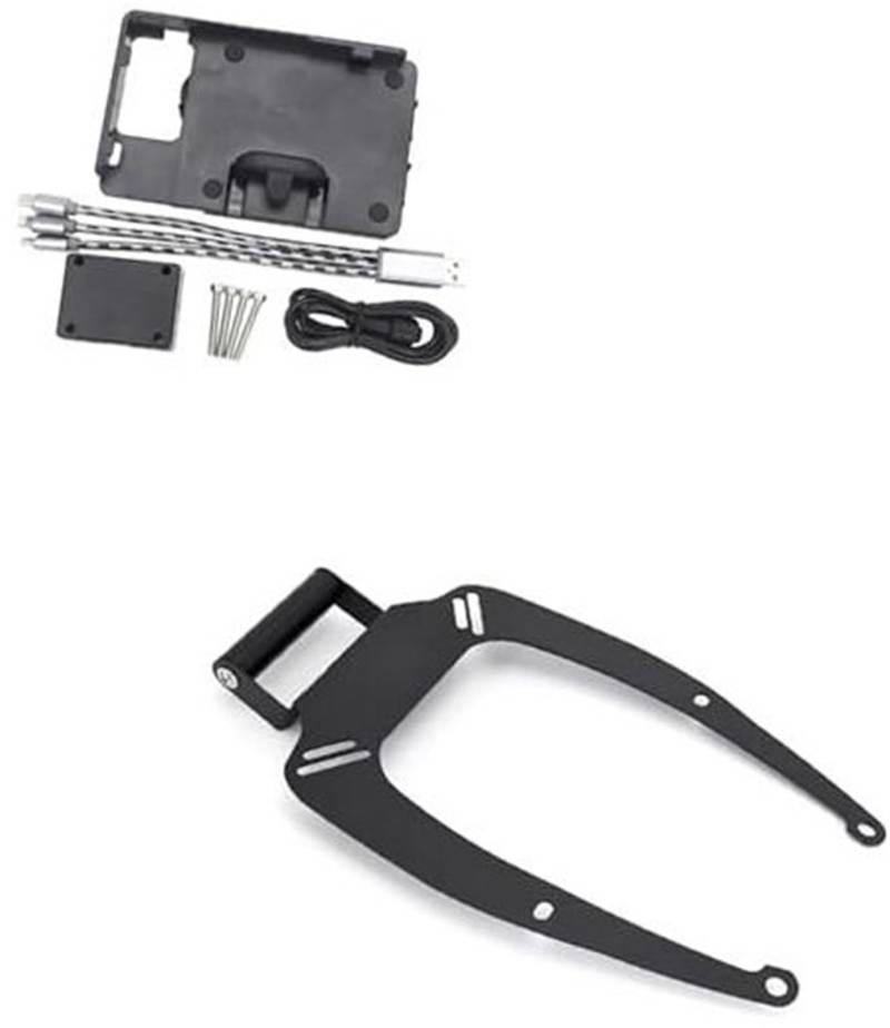 MKVAXR Abnehmbarer Telefonhalter, for NMAX 155, for NMAX 125 2015-2020 Motorrad-GPS-Telefonnavigationshalterung USB-Ladeanschlusshalterung(Black B 22mm) von MKVAXR