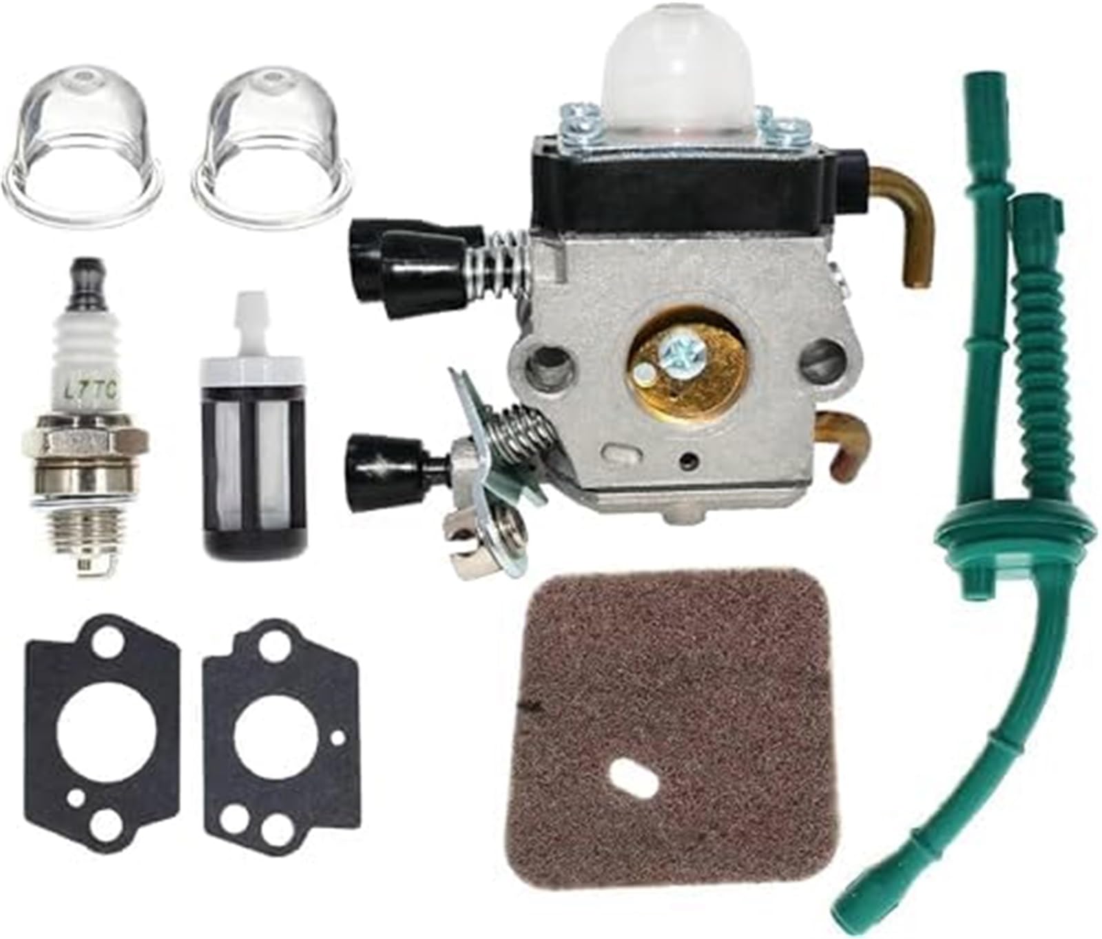 MKVAXR C1Q-S66 C1Q-S71 C1Q-S97A FS45 Carb FS55 Vergaser-Kit mit Kraftstoff-Luftfilter-Zündkerze, for STIHL, Unkrautfresser FS38 FS45C FS45L FS46 FS46C FS55C FS55R FS55RC KM55 HL45 Trimmerteile Luftfil von MKVAXR