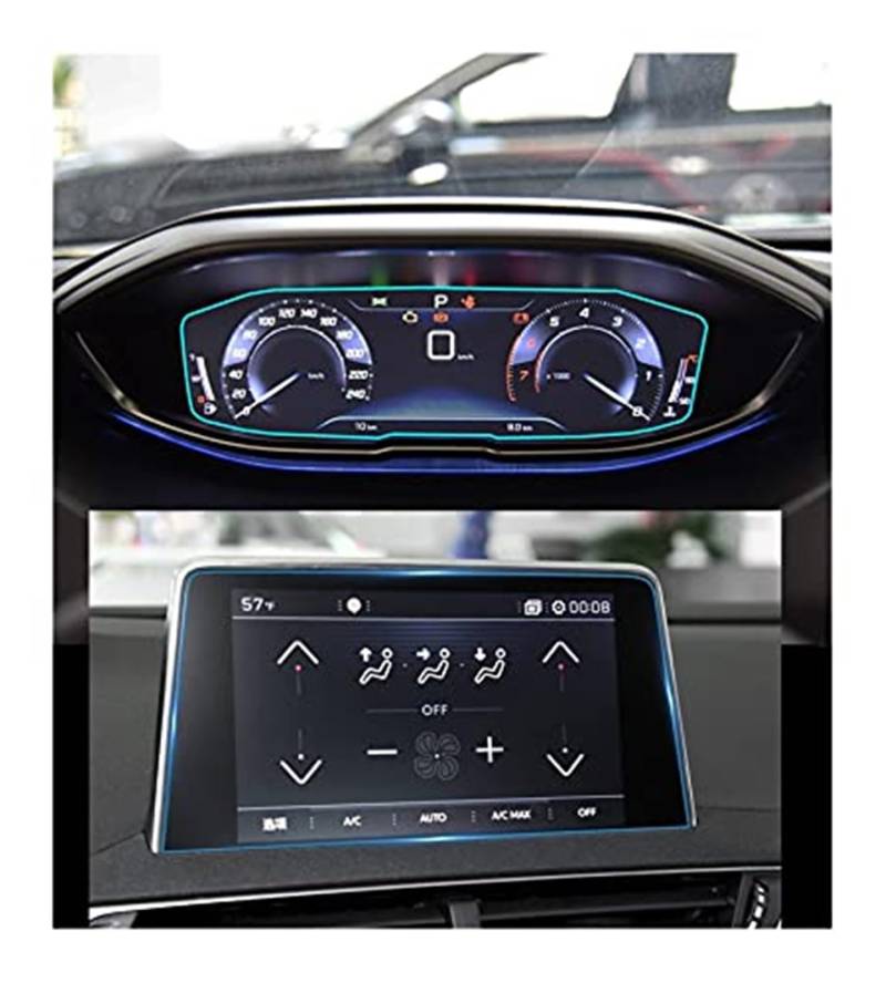 MKVAXR Instrumenten-Displayschutz, for Peugeot, 3008 5008 2017 2018 2019, Zubehör, Auto-Navigation, gehärtetes Glas, LCD-Bildschirm, Schutzfolie, gehärtetes Glas Auto-Displayschutz von MKVAXR