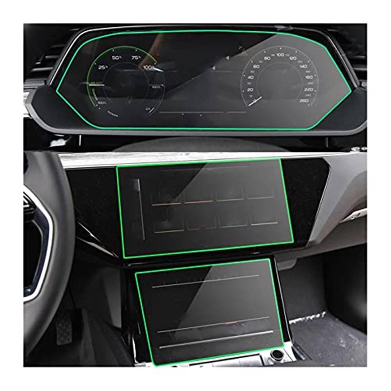 MKVAXR Instrumenten-Displayschutz for E-tron 2018 2019 2020 2021, Auto-LCD-Bildschirm, Navigation, Schutzfolie, gehärtetes Glas, Armaturenbrett-Membran, gehärteter Glasschutz Auto-Displayschutz(Black von MKVAXR