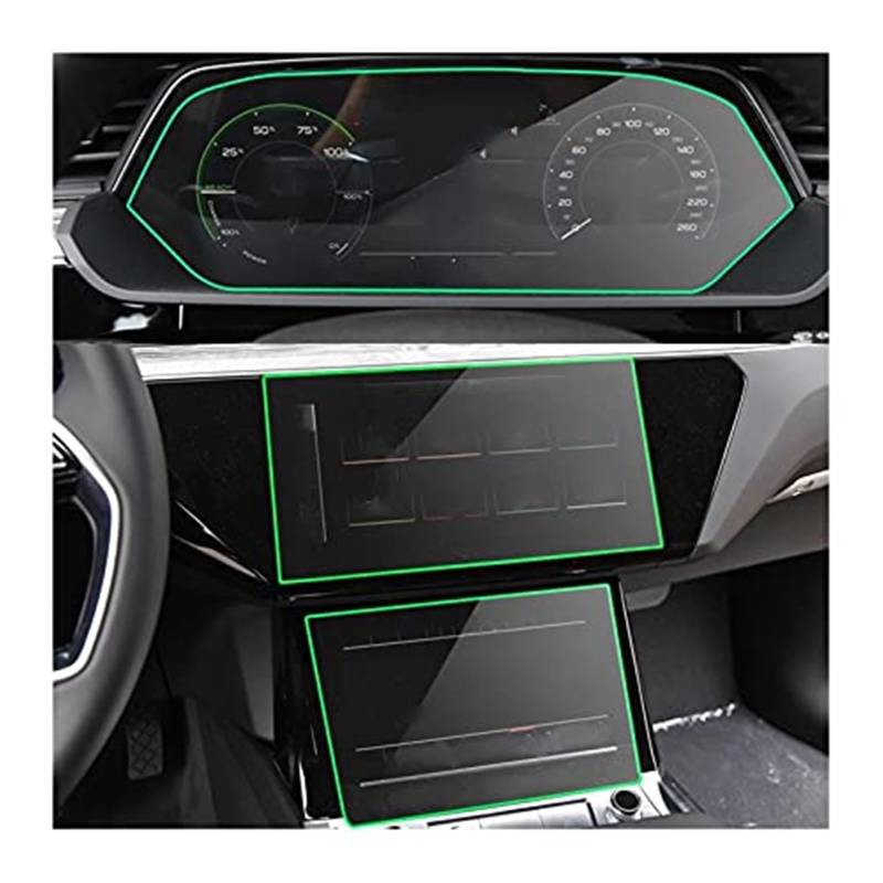 MKVAXR Instrumenten-Displayschutzfolie for E-tron 2018 2019 2020 2021, Auto-LCD-Bildschirm, gehärtetes Glas, Navigation, Armaturenbrett, Schutzfolie, gehärtetes Glas Auto-Displayschutz(BLACK Navigatio von MKVAXR