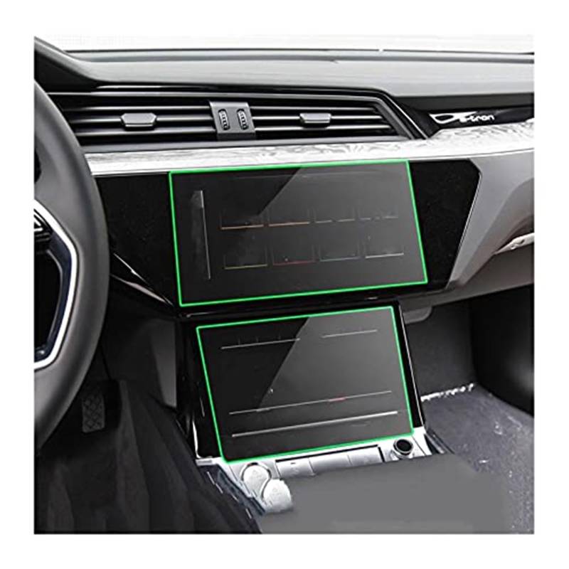 MKVAXR Instrumenten-Displayschutzfolie for E-tron 2018 2019 2020 2021, Auto-LCD-Bildschirm, gehärtetes Glas, Navigation, Armaturenbrett, Schutzfolie, gehärtetes Glas Auto-Displayschutz(BLACK Navigatio von MKVAXR