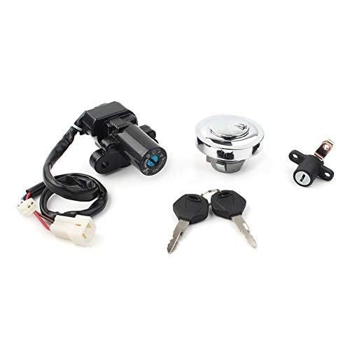 MKVAXR Motorrad-Tankdeckelabdeckung Zündschalter, for Sitz, Schlosssatz mit Schlüsseln, for XVS950 2009-2017, Chrom Zündschlüssel für Autositze von MKVAXR