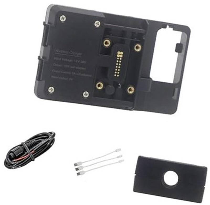 MKVAXR Motorrad-Telefonhalterung, for Tracer 9 GT, for Tracer 900 GT 2021- Motorrad-GPS-Telefon USB-Drahtloses Laden Navigationshalterung Halter Halterung Ständer(Black Wireless 12mm Clip) von MKVAXR