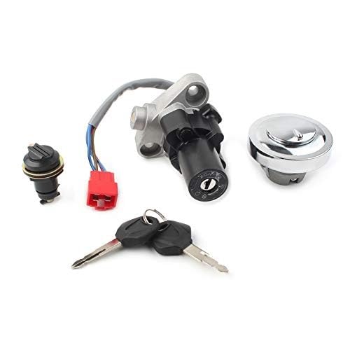 MKVAXR Motorrad-Zündschalter-Schlüsselschloss-Tankdeckel-Set for XVS1100 V-Star Drag Star 1999-2011, Chrom Motorrad-Zündschalter von MKVAXR