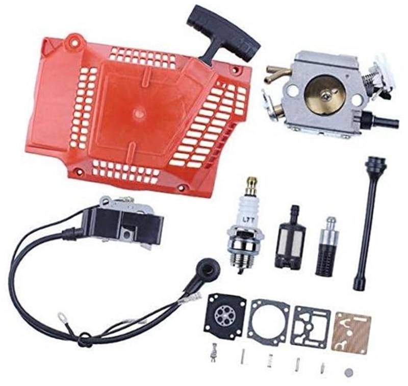MKVAXR Rückstoßstarter Zündspule Vergaser Membran Kit, for Husqvarna, 362 365 371 372 Kettensäge Heizöl Filter Linie Zündkerze Zündkerze für Rasenmäher von MKVAXR