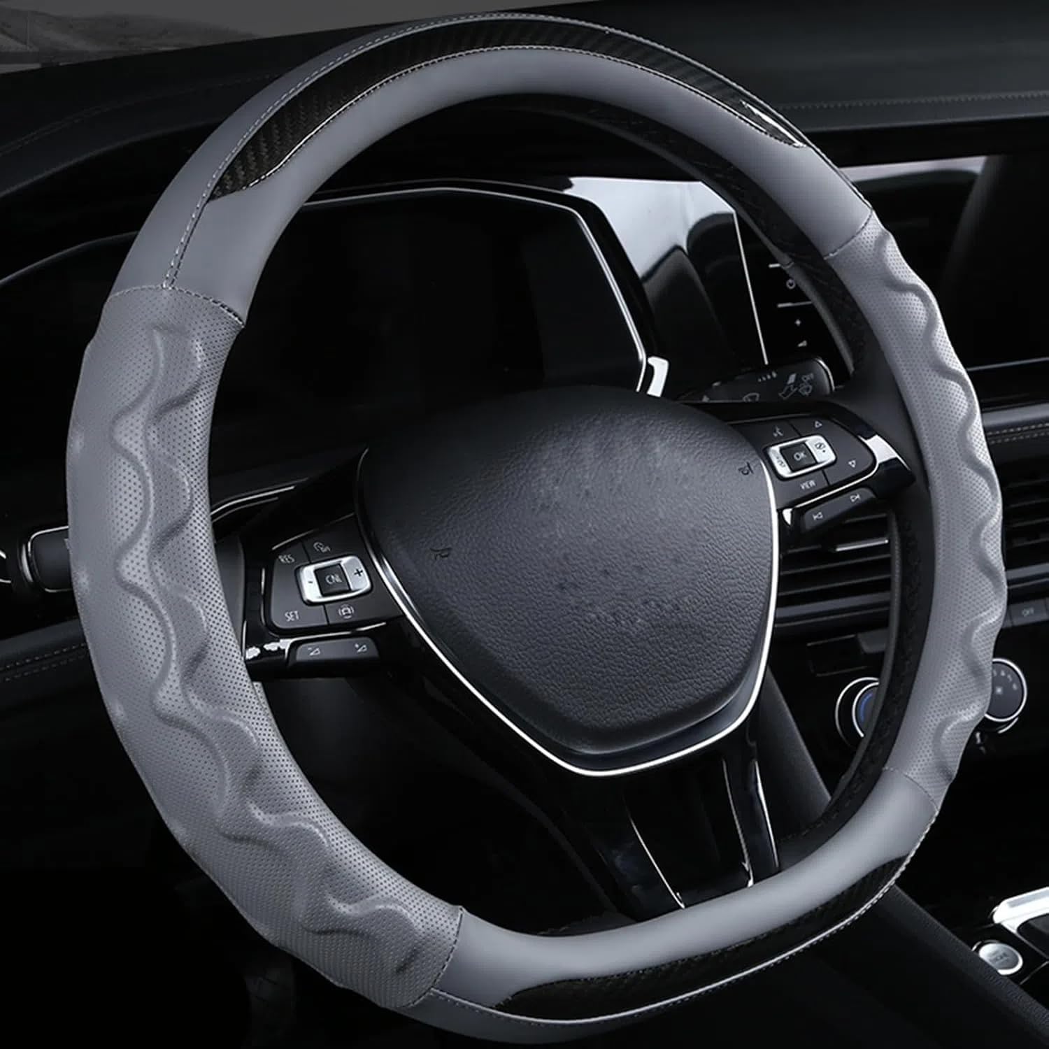 Carbonfaser Auto Lenkradbezug Für Infiniti JX 2012-2023 2024 2025, Sport Anti Rutsch Universal Lenkradbezug, Lenkrad Abdeckung Echtes Leder, Autozubehör,Grey-D Shaped Carbonfaser Auto Lenkradbezug Für Infiniti JX 2012-2023 2024 2025, Sport Anti Rutsch Universal Lenkradbezug, Lenkrad Abdeckung Echtes Leder, Autozubehör,Grey-D Shaped von MKWGZPGW