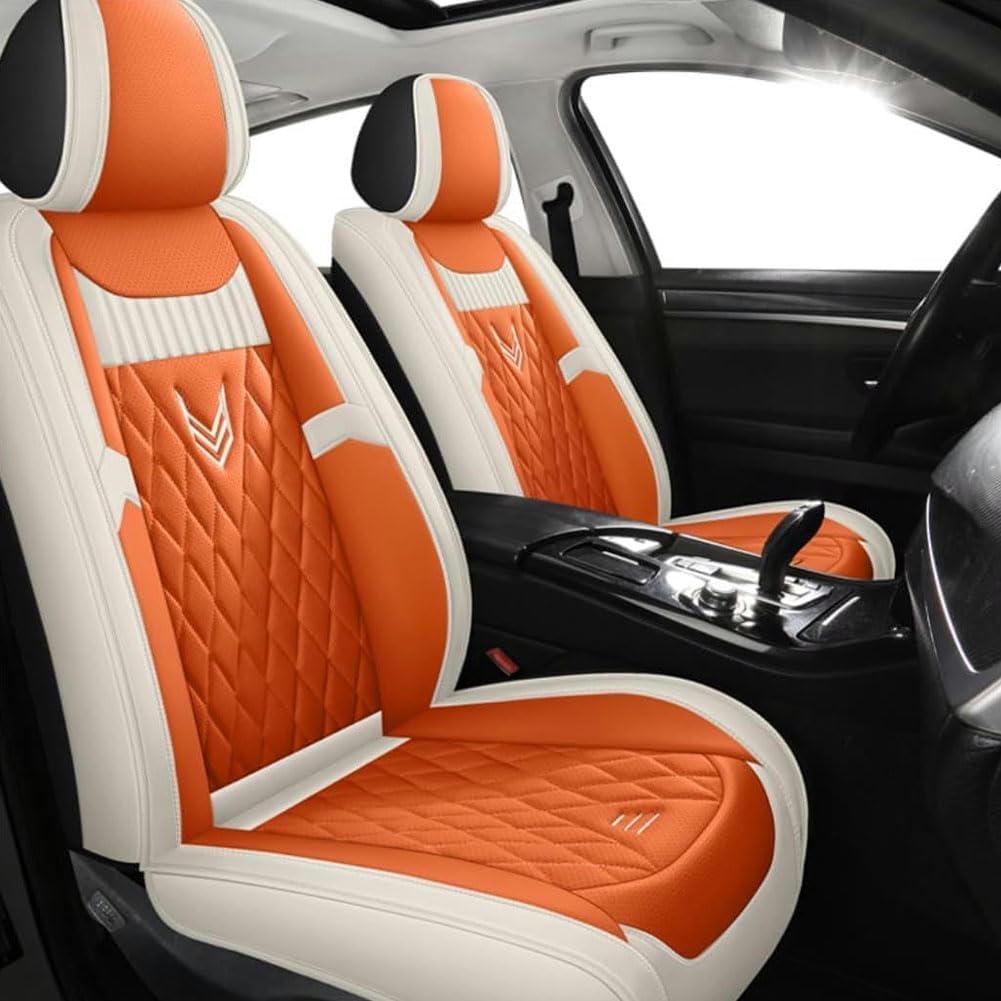 MKWGZPGW Autositzbezüge Leder Für Mitsubishi ASX L200 Outlander Ex Phev, Universal Sitzbezüge Vordersitze und Rücksitze, wasserdichte Sitz Protektor, Zubehör Innenraum,Beige orange MKWGZPGW Autositzbezüge Leder Für Mitsubishi ASX L200 Outlander Ex Phev, Universal Sitzbezüge Vordersitze und Rücksitze, wasserdichte Sitz Protektor, Zubehör Innenraum,Beige orange von MKWGZPGW