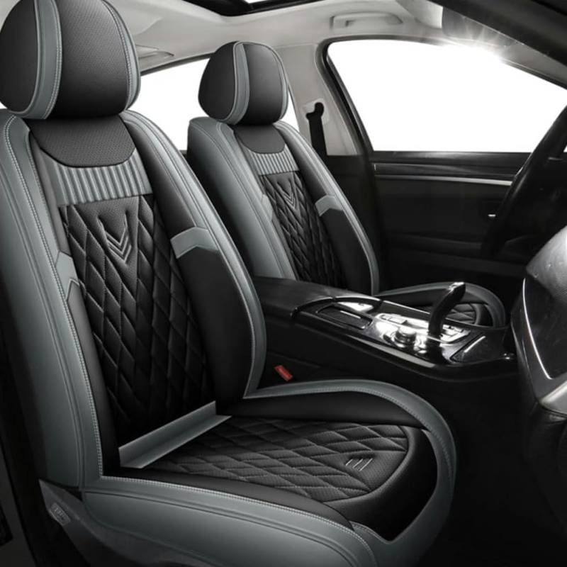 MKWGZPGW Autositzbezüge Leder Für Mitsubishi ASX L200 Outlander Ex Phev, Universal Sitzbezüge Vordersitze und Rücksitze, wasserdichte Sitz Protektor, Zubehör Innenraum,Grey von MKWGZPGW