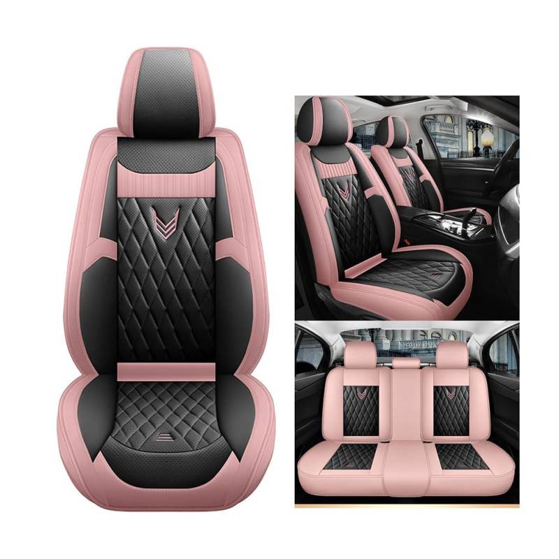 MKWGZPGW Autositzbezüge Leder Für Toyota Yaris Cross SUV 2021 2022 2023, Universal Sitzbezüge Vordersitze und Rücksitze, wasserdichte Sitz Protektor, Zubehör Innenraum,Pink von MKWGZPGW