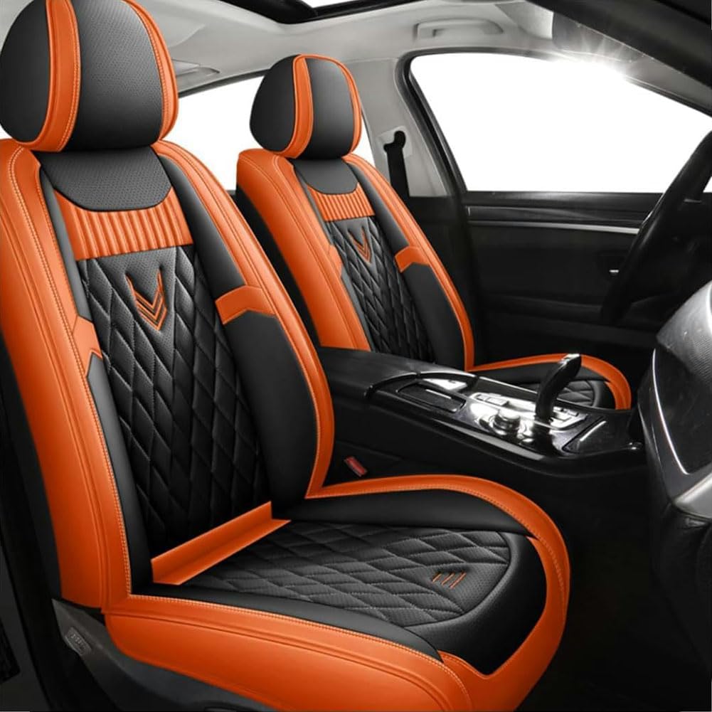 MKWGZPGW Autositzbezüge Leder Für Volkswagen CrossFox 2009 2010 2011 2012 2013, Universal Sitzbezüge Vordersitze und Rücksitze, wasserdichte Sitz Protektor, Zubehör Innenraum,Black orange MKWGZPGW Autositzbezüge Leder Für Volkswagen CrossFox 2009 2010 2011 2012 2013, Universal Sitzbezüge Vordersitze und Rücksitze, wasserdichte Sitz Protektor, Zubehör Innenraum,Black orange von MKWGZPGW