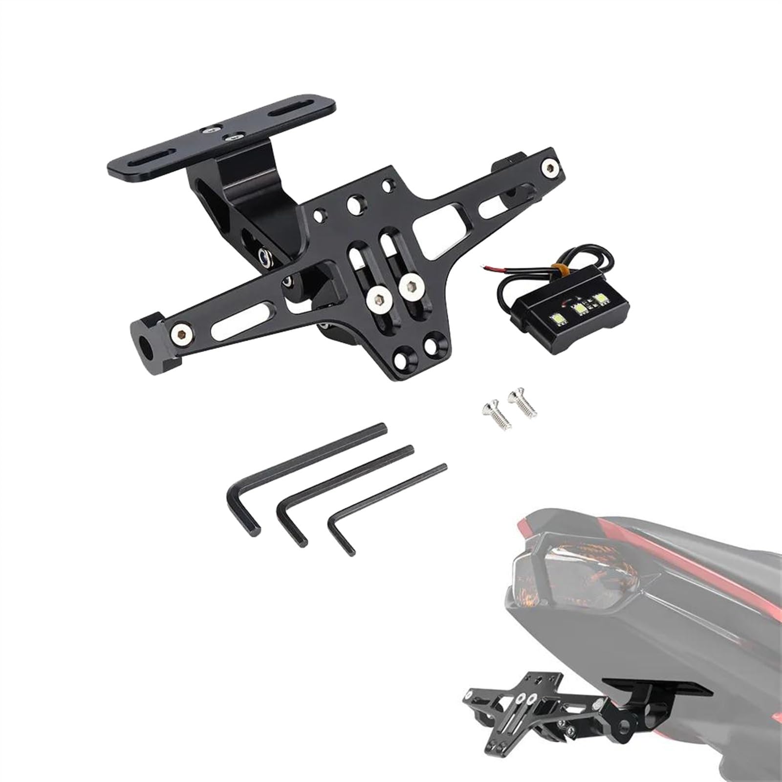 MKYOKO Motorrad F&ender Eliminator Einstellbare Kennzeichen Halter Halterung Mit Licht Für K&awasaki Z800 Z1000 Z750R Für Versys 650 MKYOKO Motorrad F&ender Eliminator Einstellbare Kennzeichen Halter Halterung Mit Licht Für K&awasaki Z800 Z1000 Z750R Für Versys 650 von MKYOKO