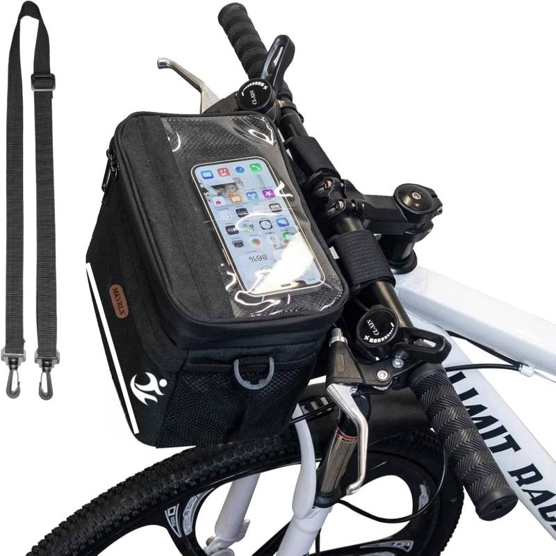 MKYRLX Fahrrad Lenker Tasche, Isolierte Lunch Bag Tragbar mit Touchscreen am Telefon, Robuste Stützrahmen auf Fahrrad Lenker von MKYRLX