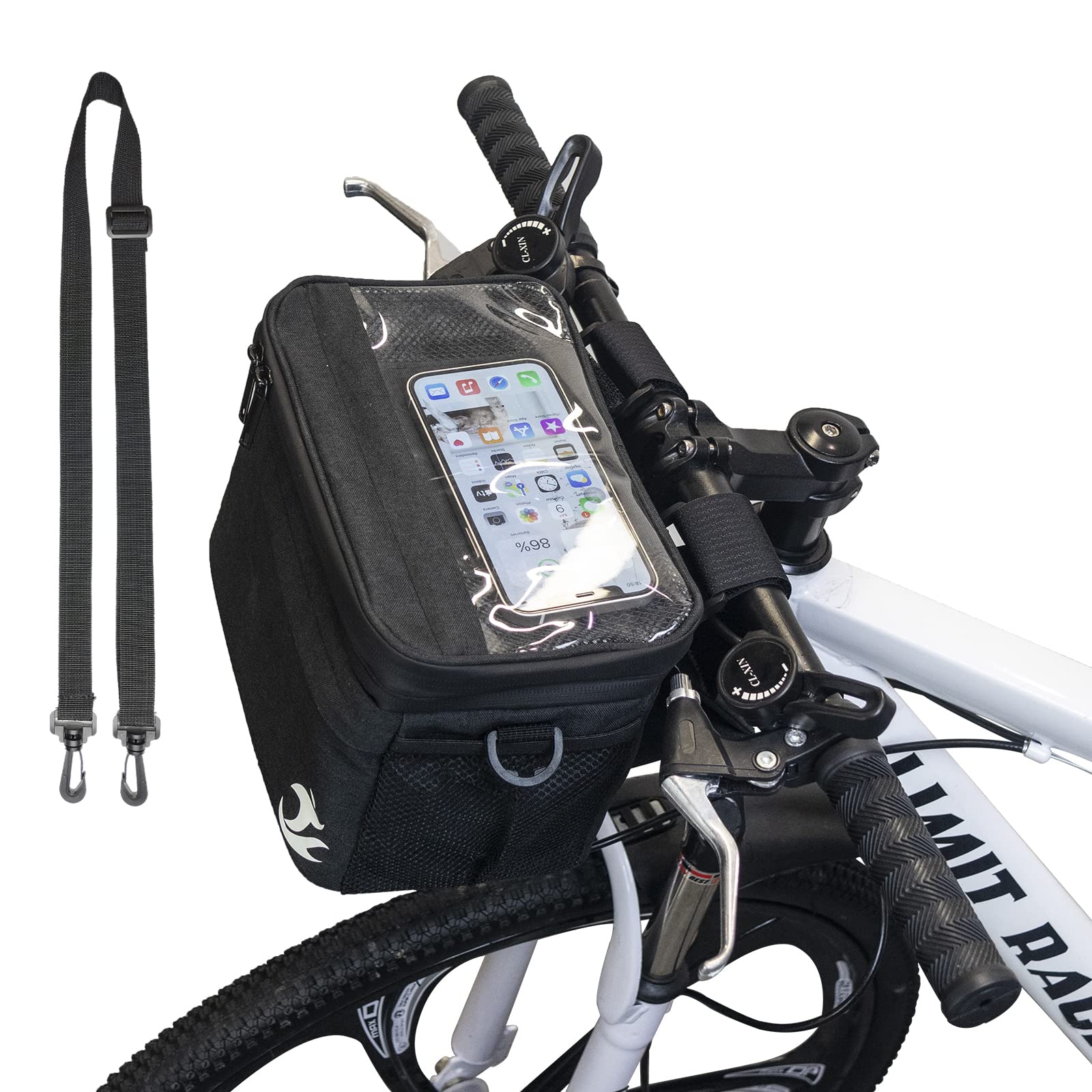 MKYRLX Fahrrad Lenker Tasche, Isolierte Lunch Bag Tragbar mit Touchscreen am Telefon, Robuste Stützrahmen auf Fahrrad Lenker von MKYRLX