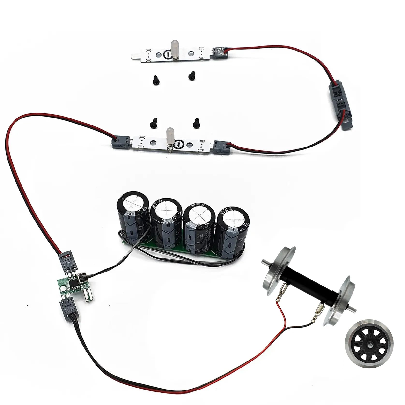 ML-Train Beleuchtungs-Set mit kugelgelagertem V-Speichen Radsatz und LED-Lichtleiste analog - Für die Innenbeleuchtung in Gebäuden und Personenwagen - Gartenbahn Spur G Zubehör ML-Train Beleuchtungs-Set mit kugelgelagertem V-Speichen Radsatz und LED-Lichtleiste analog - Für die Innenbeleuchtung in Gebäuden und Personenwagen - Gartenbahn Spur G Zubehör von ML-Train