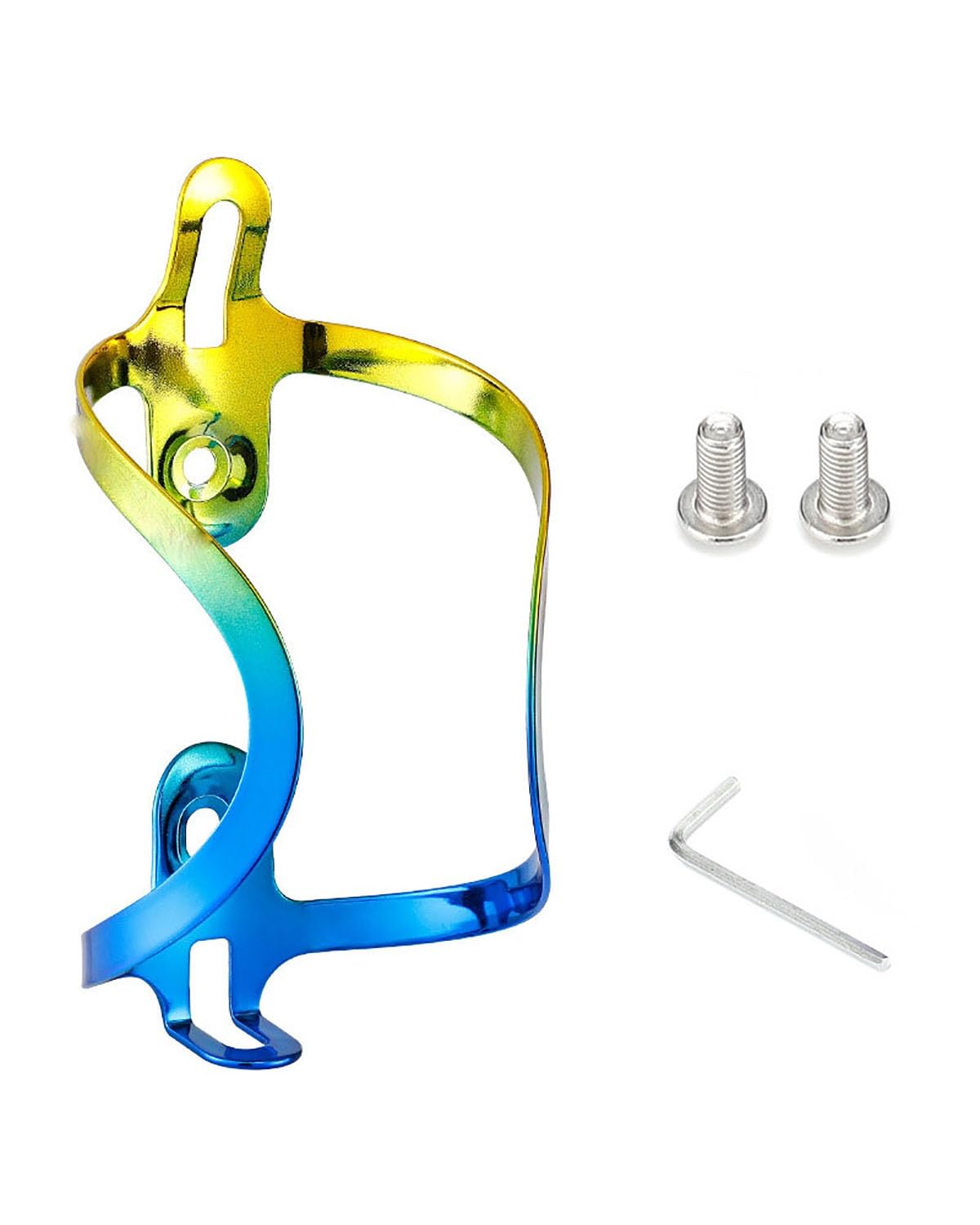 Leicht Fahrrad Gradient Halbrunde Wasser Flasche Käfig Aluminium Legierung Mountainbike Wasser Tasse Halter Radfahren Zubehör Auslaufsicher(Gradient Yellow and Blue) von MLLNPP