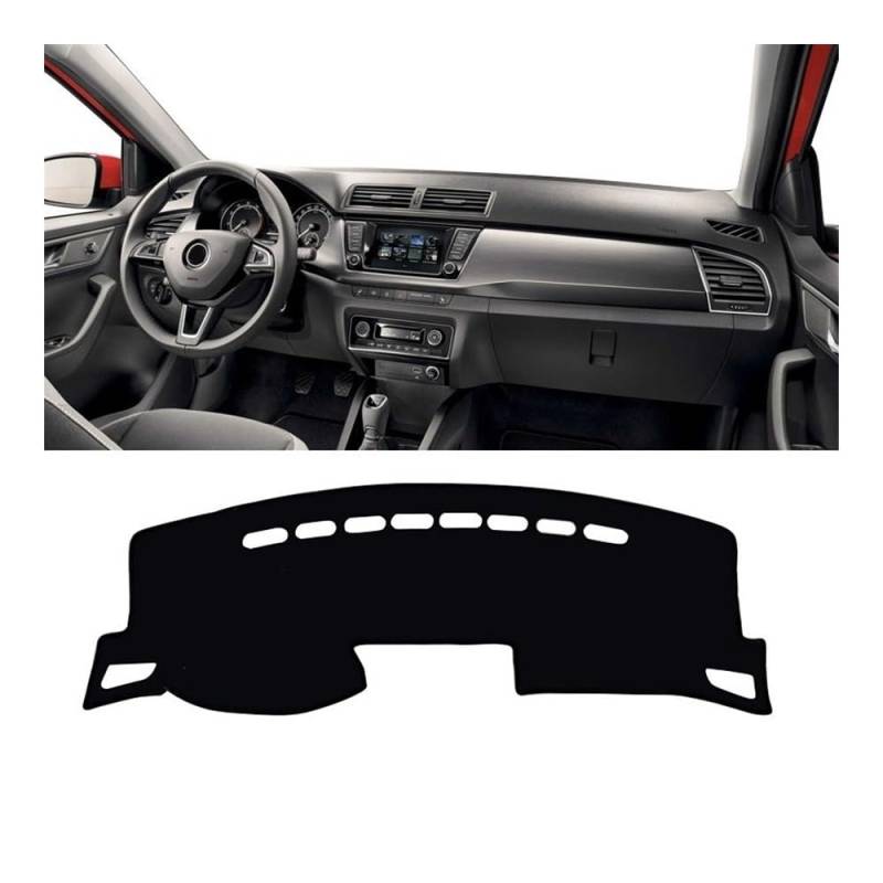 Auto Dashboard Abckung Matte Auto Armaturenbrett Abdeckung Matte Dash Board Sonnenschutz Pad Non-Slip Für Sko&da Für Fabia 3 2015 2016 2017 2018 2019 2020(A LHD Black Side) von MLTLKPPVNG