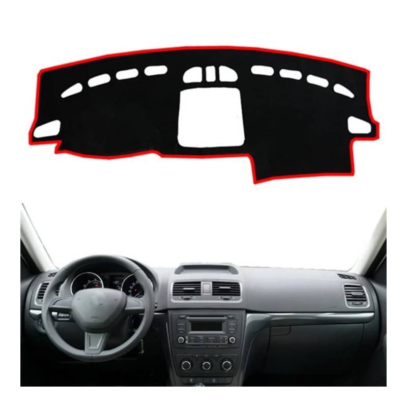 Auto Dashboard Abckung Matte Auto Dashboard Abdeckung Dash Matte Anti-Slip Instrument Teppich Für Sko&da Für Yeti 2009 2010 2011 2012 2013 2014 2015 2016 2017(Left Hand Drive,Red Edge) von MLTLKPPVNG
