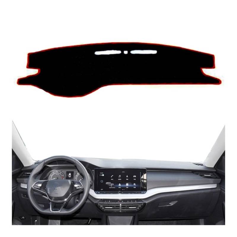 Auto Dashboard Abckung Matte Auto Dashboard Abdeckung Matte Pad Innen Instrument Sonnenschirm Schützen Teppich Teppich Für Sko&da Für Octavia A8 2021 2022 2023 2024(Left Hand Drive,Red Edge) von MLTLKPPVNG