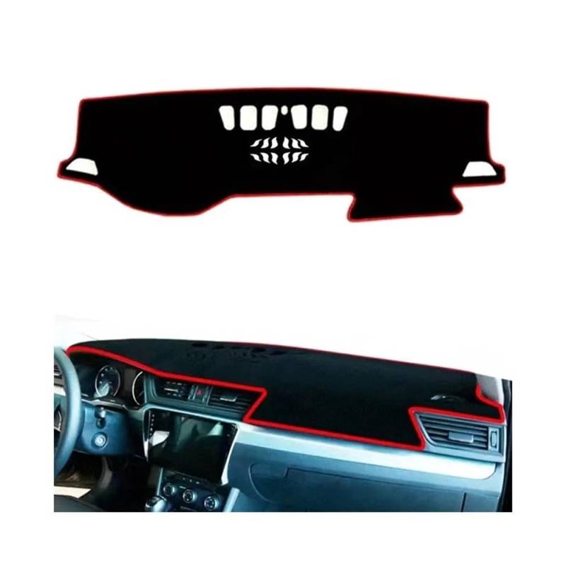 Auto Dashboard Abckung Matte Auto Dashboard Sonnenschirm Pad Instrument Abdeckung Dash Matte Teppich Für Sko&da Für Superb 2016 2017 2018 2019 2020 2021 2022 2023(Left Hand Drive,Red Edge) von MLTLKPPVNG