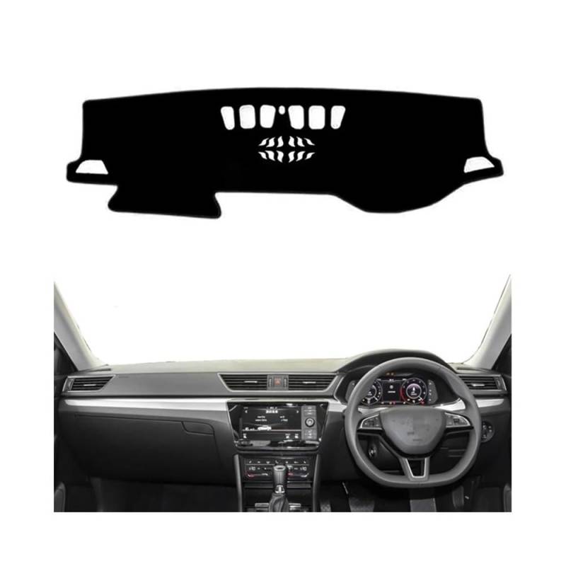 Auto Dashboard Abckung Matte Auto Dashboard Sonnenschirm Pad Instrument Abdeckung Dash Matte Teppich Für Sko&da Für Superb 2016 2017 2018 2019 2020 2021 2022 2023(Right Hand Drive,Black Edge) von MLTLKPPVNG