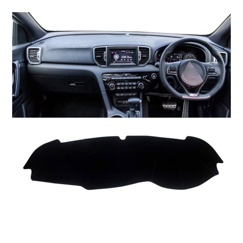 Auto Dashboard Abckung Matte Auto Dashboard Vermeiden Licht Pad Instrument Plattform Schreibtisch Abdeckung Fall Matte Teppiche Für Kia Für Sportage 4 2016 2017 2018 2019 2020 2021(A Black Side RHD) von MLTLKPPVNG