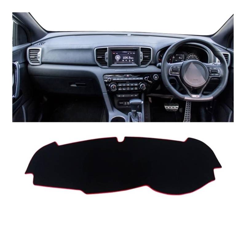 Auto Dashboard Abckung Matte Auto Dashboard Vermeiden Licht Pad Instrument Plattform Schreibtisch Abdeckung Fall Matte Teppiche Für Kia Für Sportage 4 2016 2017 2018 2019 2020 2021(A Red Side RHD) von MLTLKPPVNG