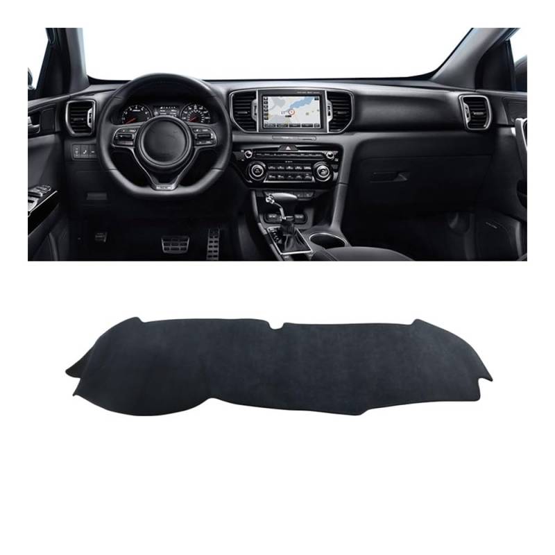 Auto Dashboard Abckung Matte Auto Dashboard Vermeiden Licht Pad Instrument Plattform Schreibtisch Abdeckung Fall Matte Teppiche Für Kia Für Sportage 4 2016 2017 2018 2019 2020 2021(B Black LHD) von MLTLKPPVNG