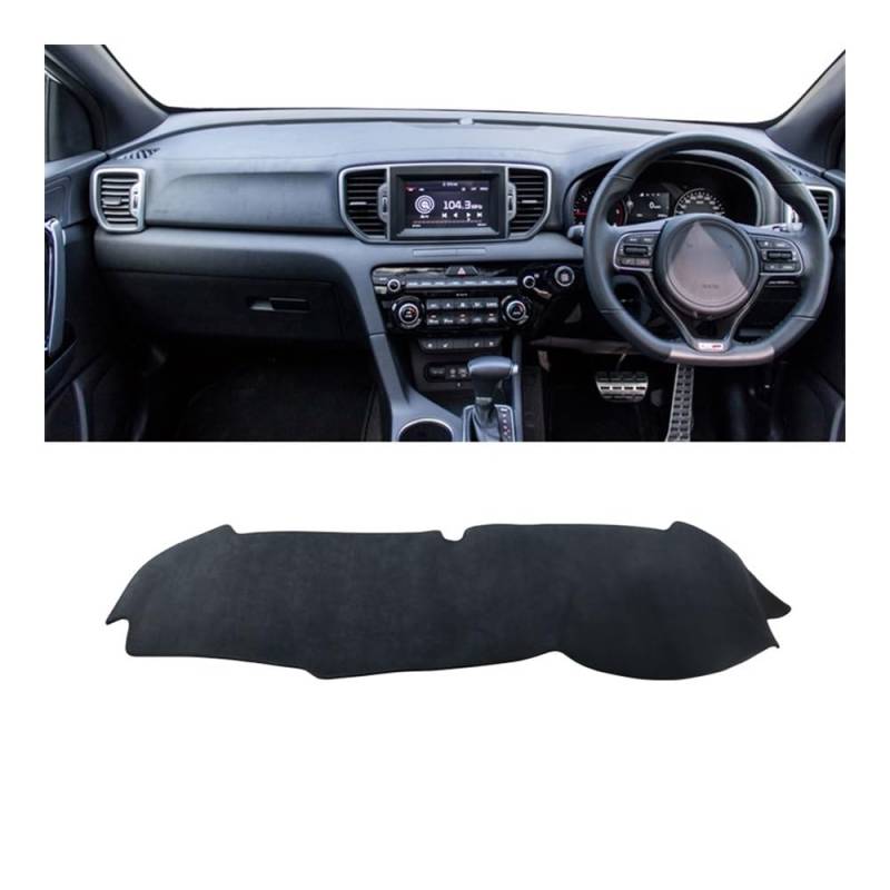 Auto Dashboard Abckung Matte Auto Dashboard Vermeiden Licht Pad Instrument Plattform Schreibtisch Abdeckung Fall Matte Teppiche Für Kia Für Sportage 4 2016 2017 2018 2019 2020 2021(B Black RHD) von MLTLKPPVNG