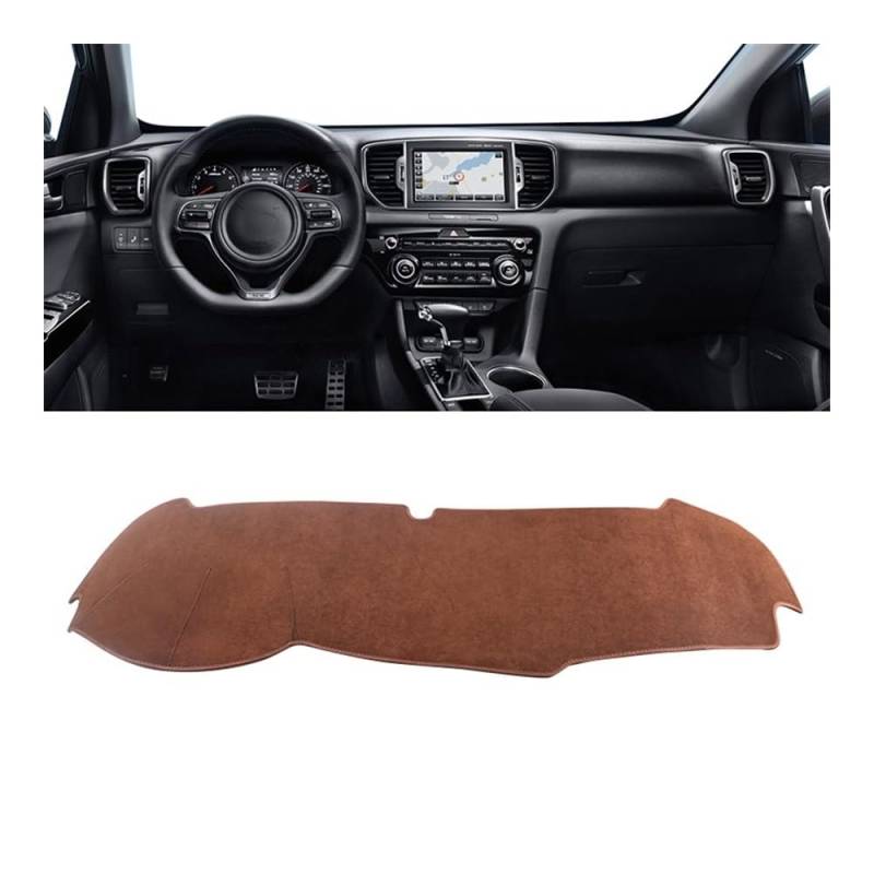 Auto Dashboard Abckung Matte Auto Dashboard Vermeiden Licht Pad Instrument Plattform Schreibtisch Abdeckung Fall Matte Teppiche Für Kia Für Sportage 4 2016 2017 2018 2019 2020 2021(B Brown LHD) von MLTLKPPVNG
